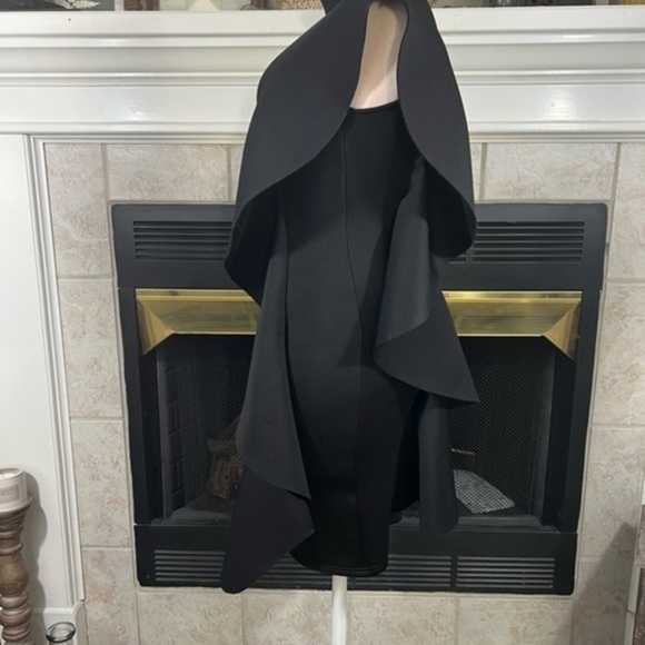 K.Jen Bodycon Black Scuba Mini Dress with Side Draping - Picture 5 of 10